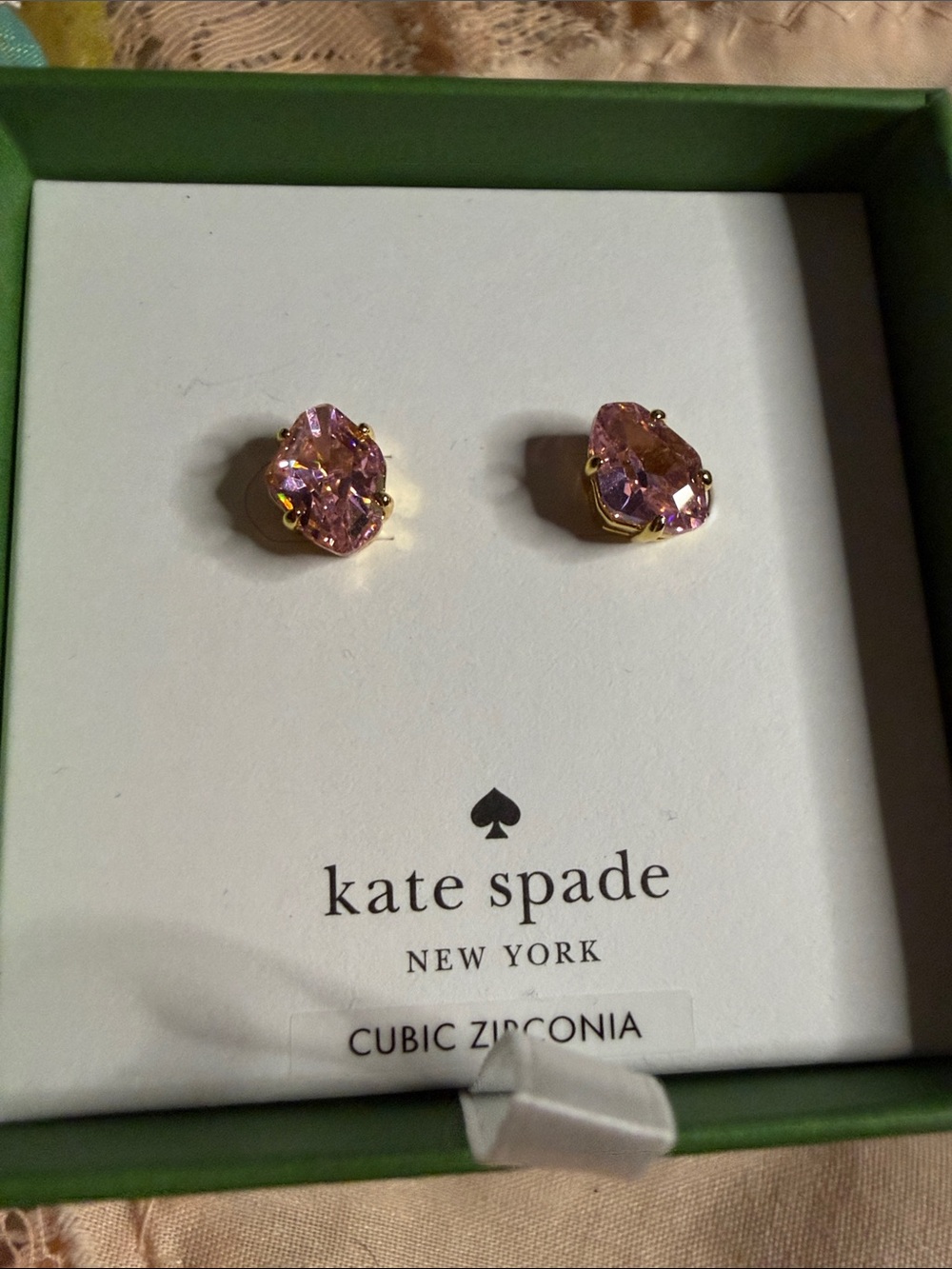 kate spade Pink Teardrop Cubic Zirconia Gold-Tone Stud Earrings